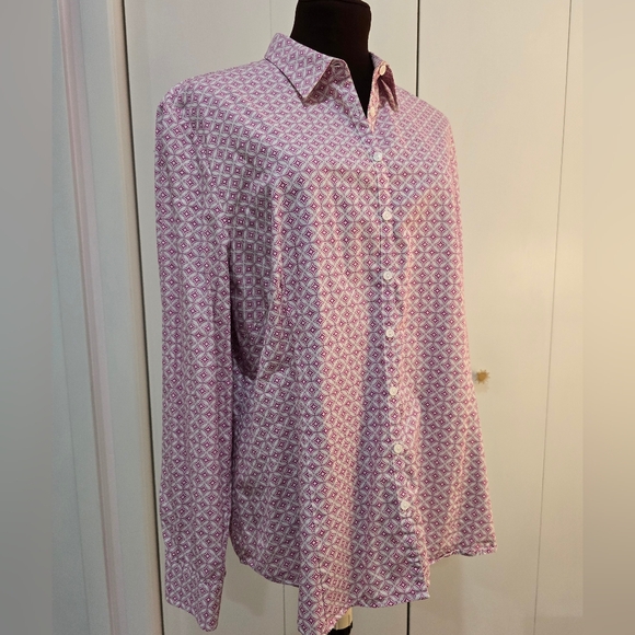 Charles Tyrwhitt Tops - 💮Charles Tyrwhitt Women's Sz 16 Blouse Pink & Grey Pattern on White